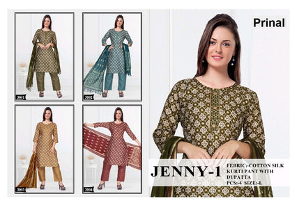 Jenny 1 Prinal Cotton Silk Readymade Pant Style Suits Supplier Gujarat