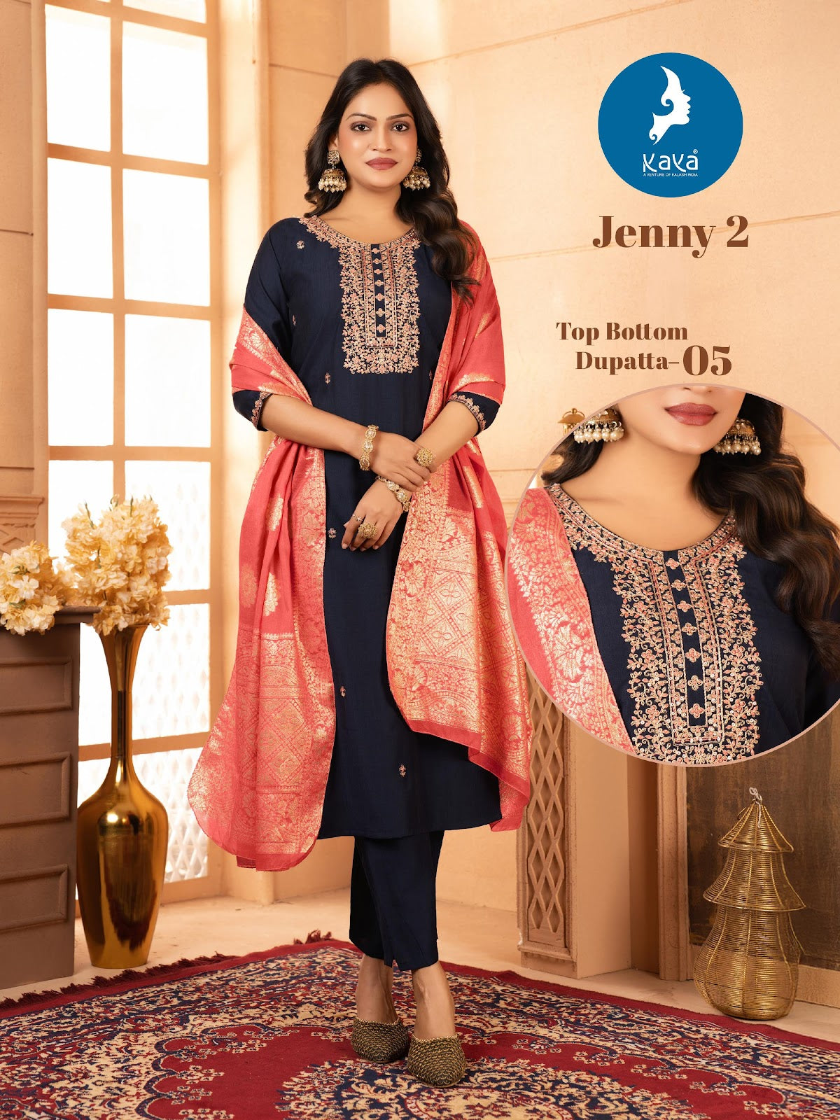 Jenny 2 Kaya Vertican Readymade Pant Style Suits Wholesaler