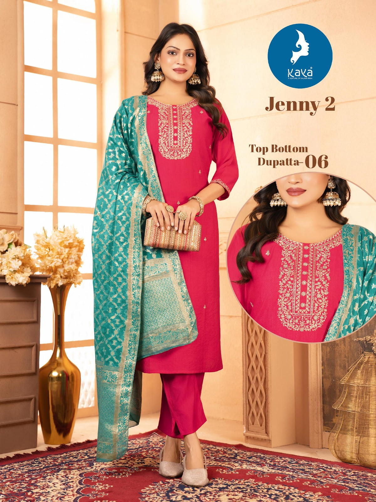 Jenny 2 Kaya Vertican Readymade Pant Style Suits Wholesaler