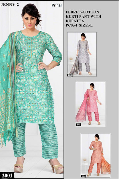 Jenny 2 Prinal Cotton Readymade Pant Style Suits Exporter Gujarat