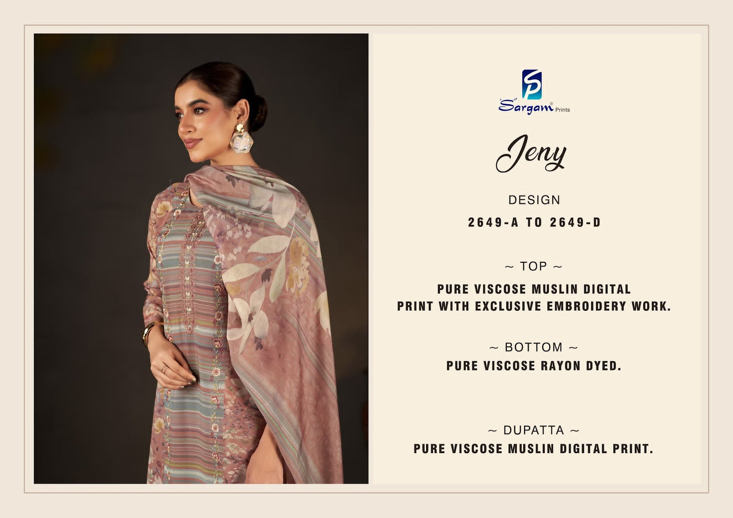 Jeny Sargam Prints Pure Viscose Pant Style Suits Supplier