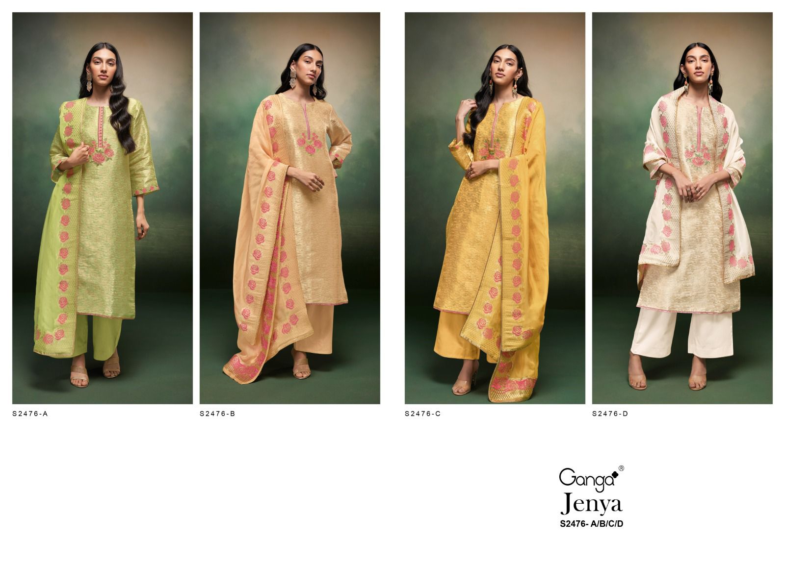 Jenya 2476 Ganga Organza Silk Plazzo Style Suits Exporter Gujarat