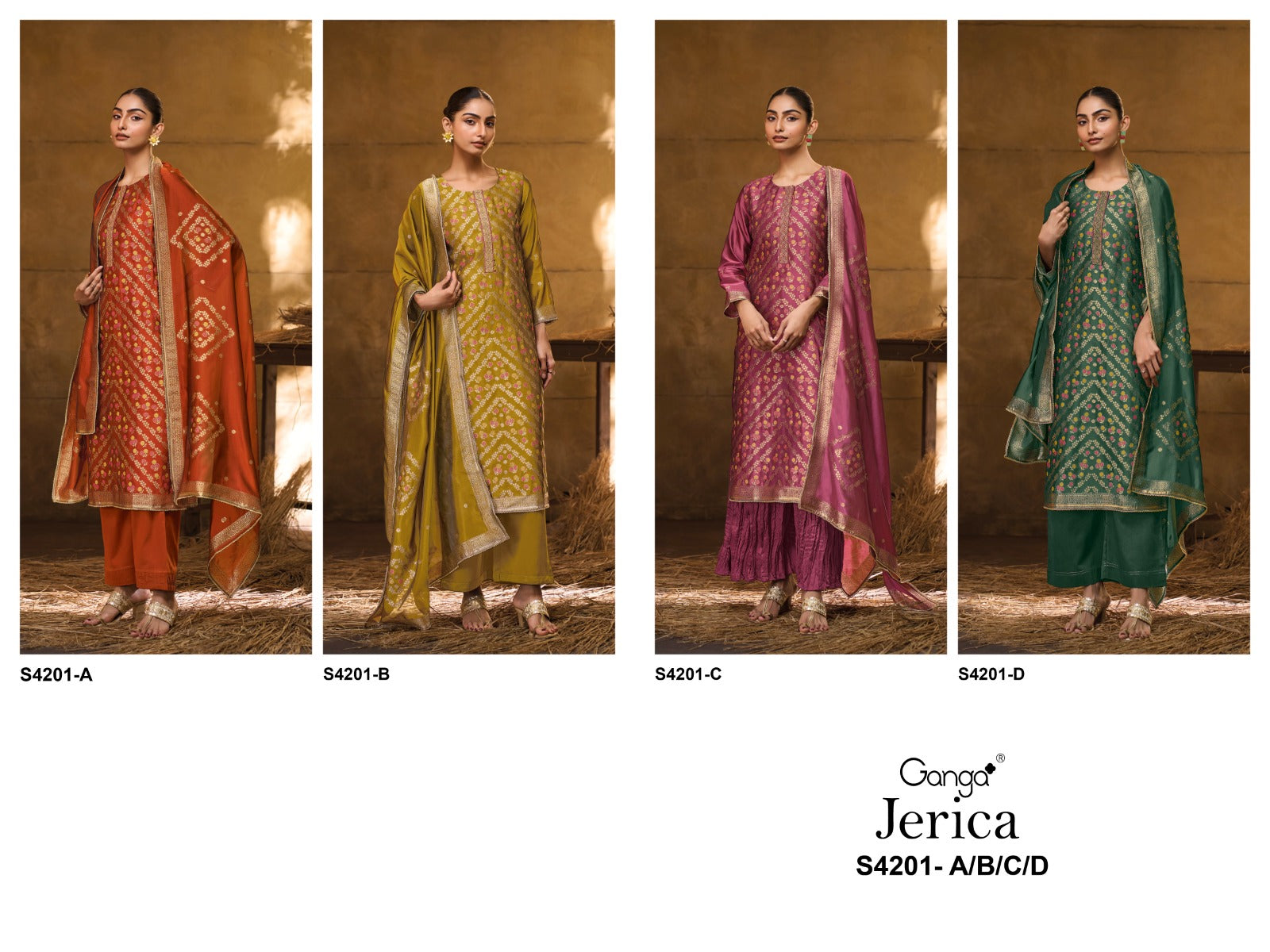Jerica 4201 Ganga Premium Viscose Plazzo Style Suits Manufacturer India