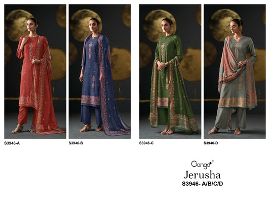 Jerusha 3946 Ganga Wool Pashmina Suits Wholesale