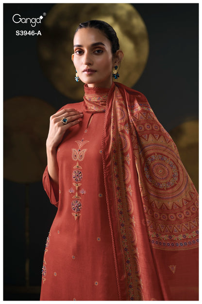 Jerusha 3946 Ganga Wool Pashmina Suits Wholesale