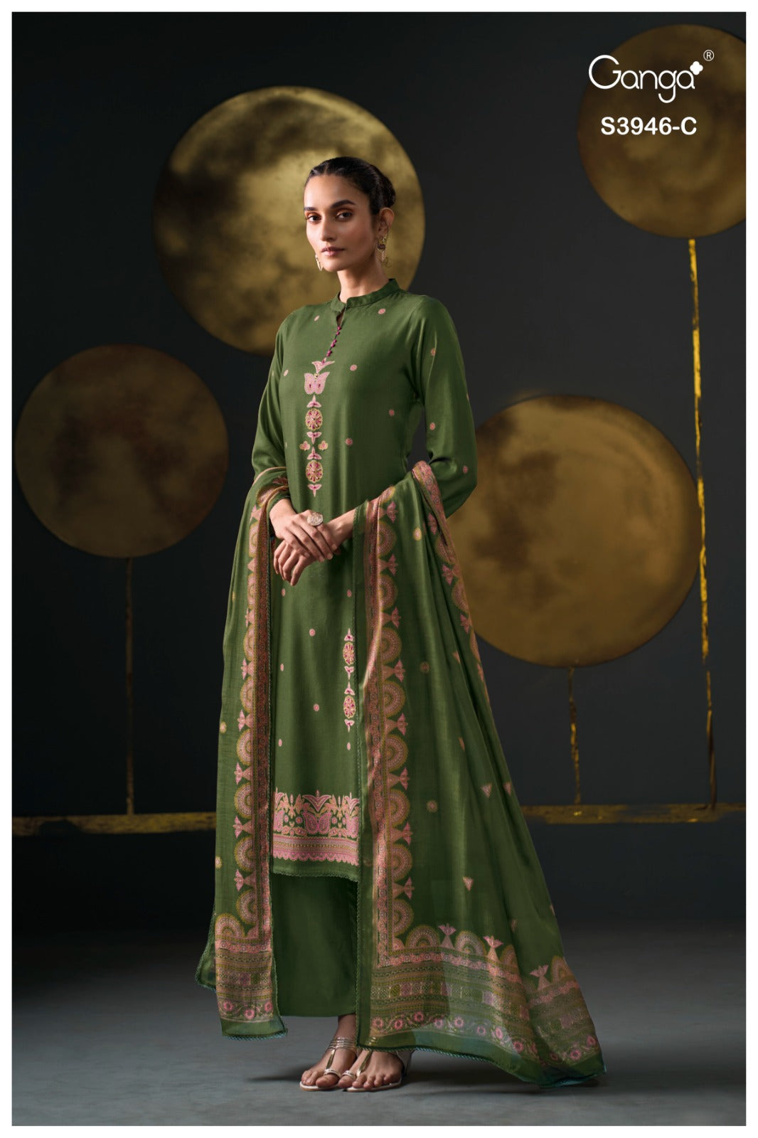 Jerusha 3946 Ganga Wool Pashmina Suits Wholesale