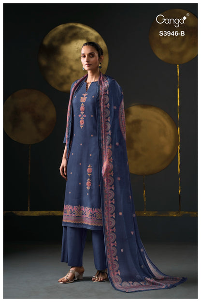 Jerusha 3946 Ganga Wool Pashmina Suits Wholesale