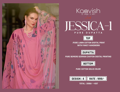 Jesscia 1 Kaavish Pure Lawn Pant Style Suits Exporter Ahmedabad