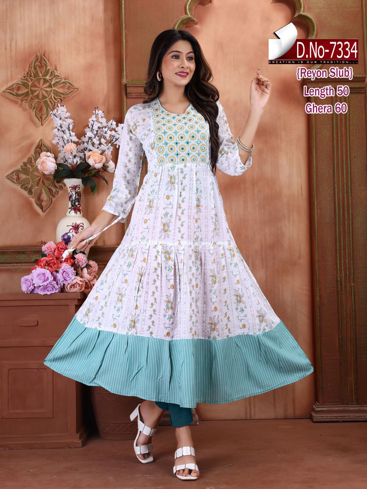 Jessica Ayg Rayon Slub Anarkali Kurtis Manufacturer India
