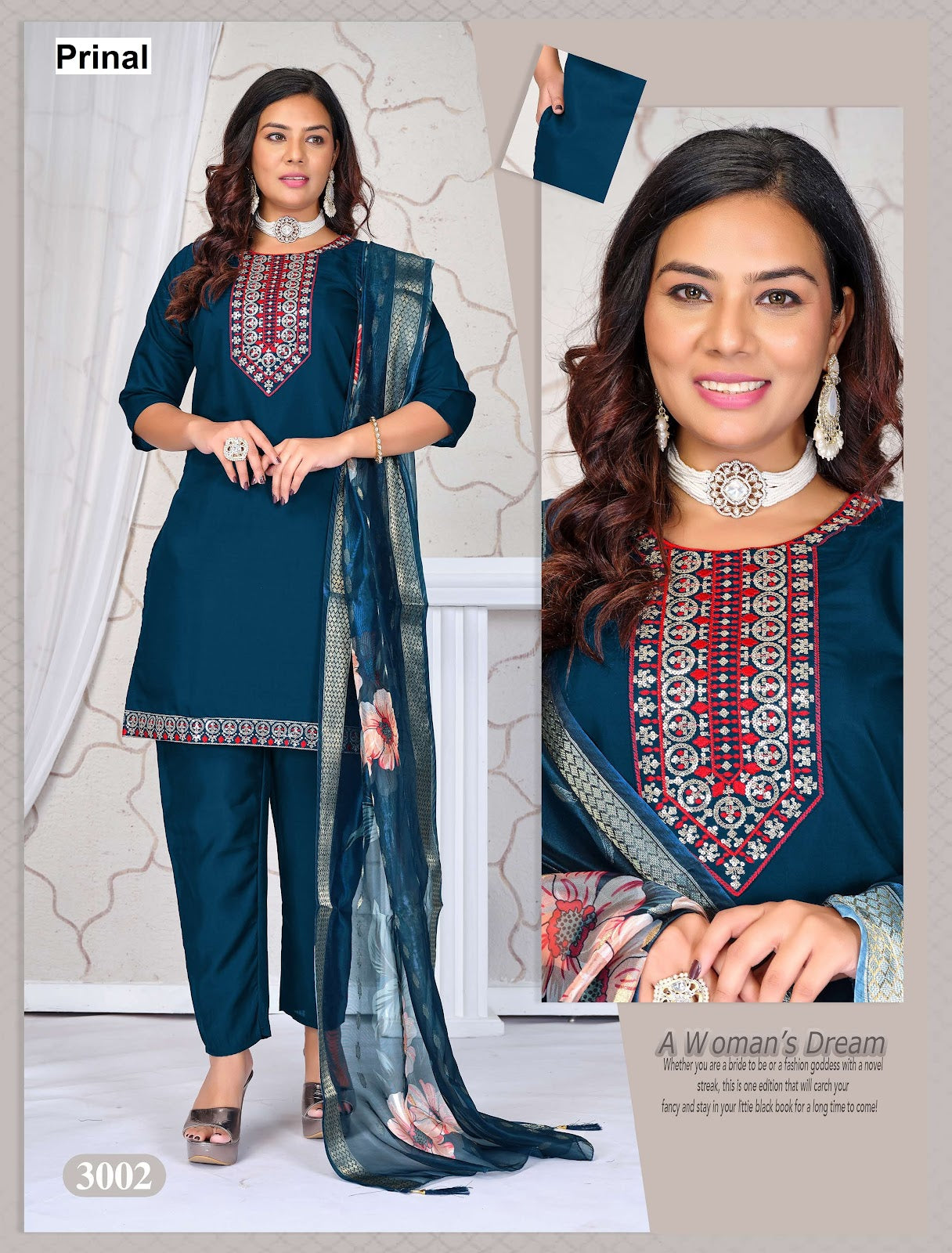 Jessica Prinal Roman Silk Readymade Pant Style Suits Exporter