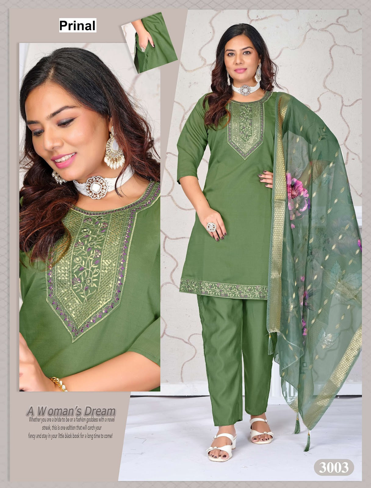 Jessica Prinal Roman Silk Readymade Pant Style Suits Exporter