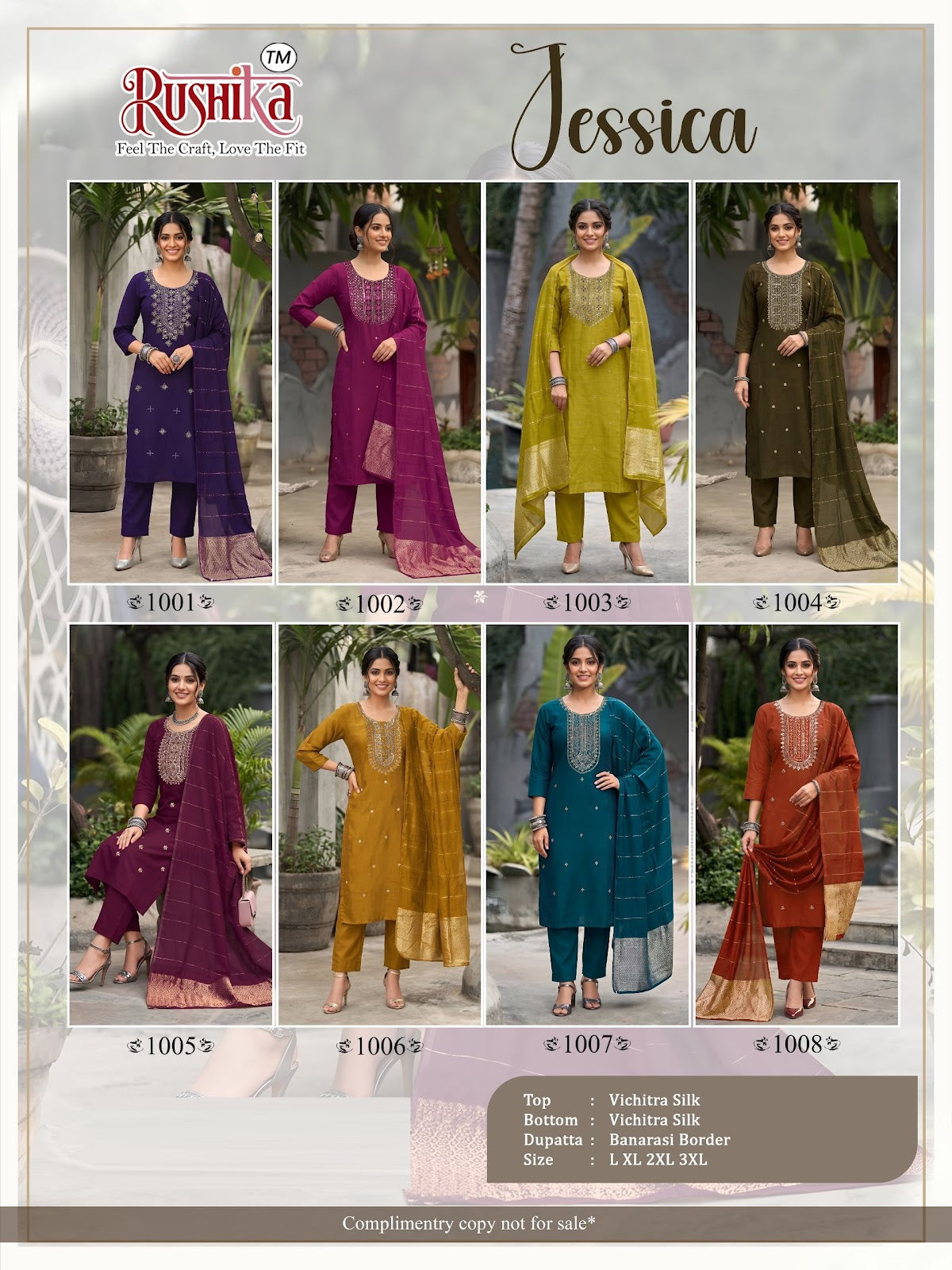 Jessica Rushika Vichitra Silk Readymade Pant Style Suits Supplier Ahmedabad