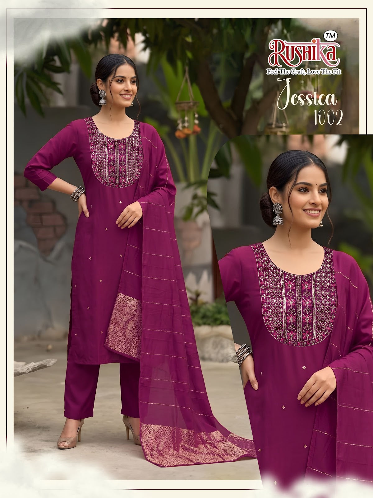 Jessica Rushika Vichitra Silk Readymade Pant Style Suits Supplier Ahmedabad