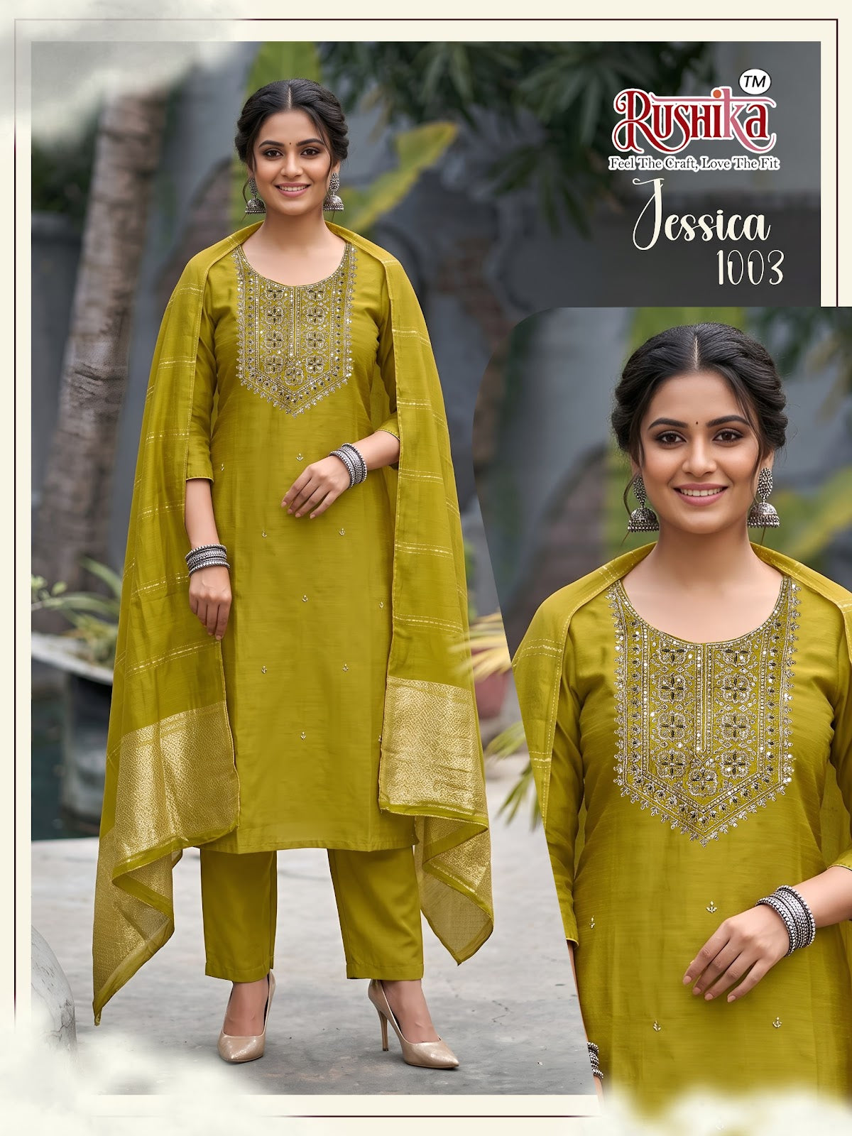 Jessica Rushika Vichitra Silk Readymade Pant Style Suits Supplier Ahmedabad