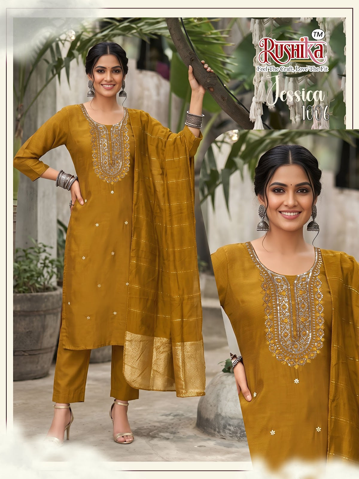 Jessica Rushika Vichitra Silk Readymade Pant Style Suits Supplier Ahmedabad