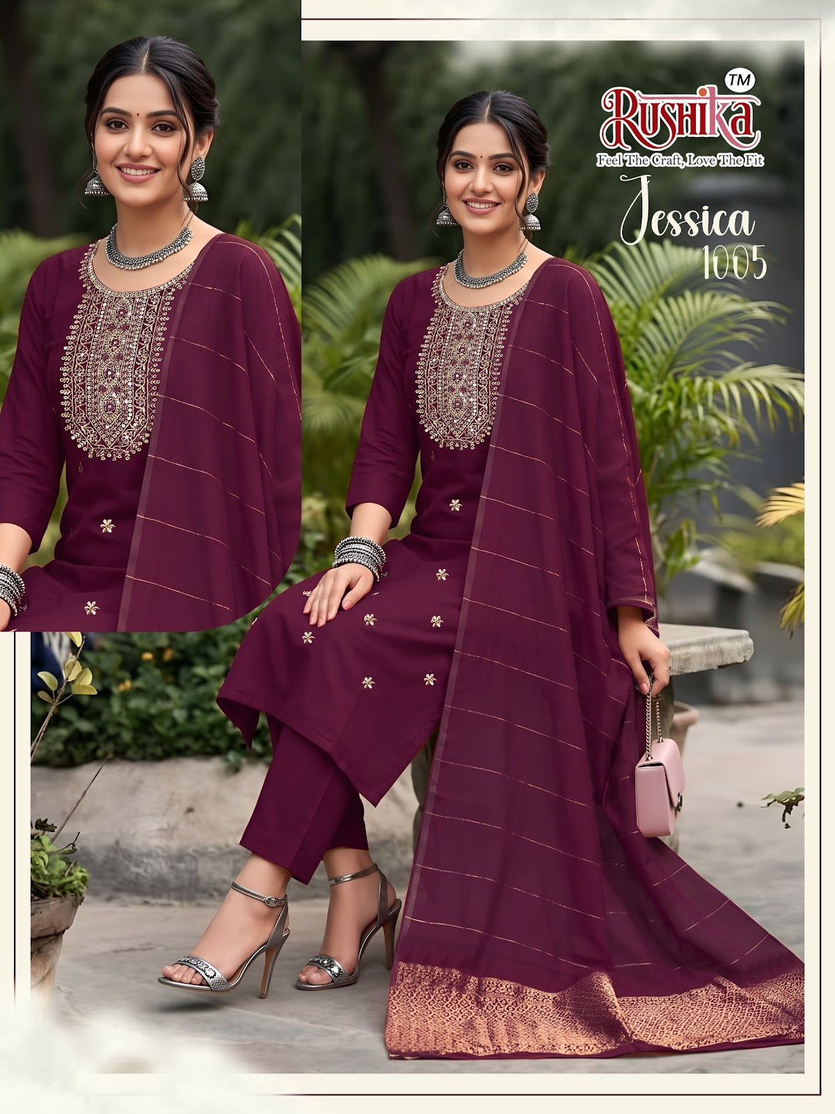 Jessica Rushika Vichitra Silk Readymade Pant Style Suits Supplier Ahmedabad