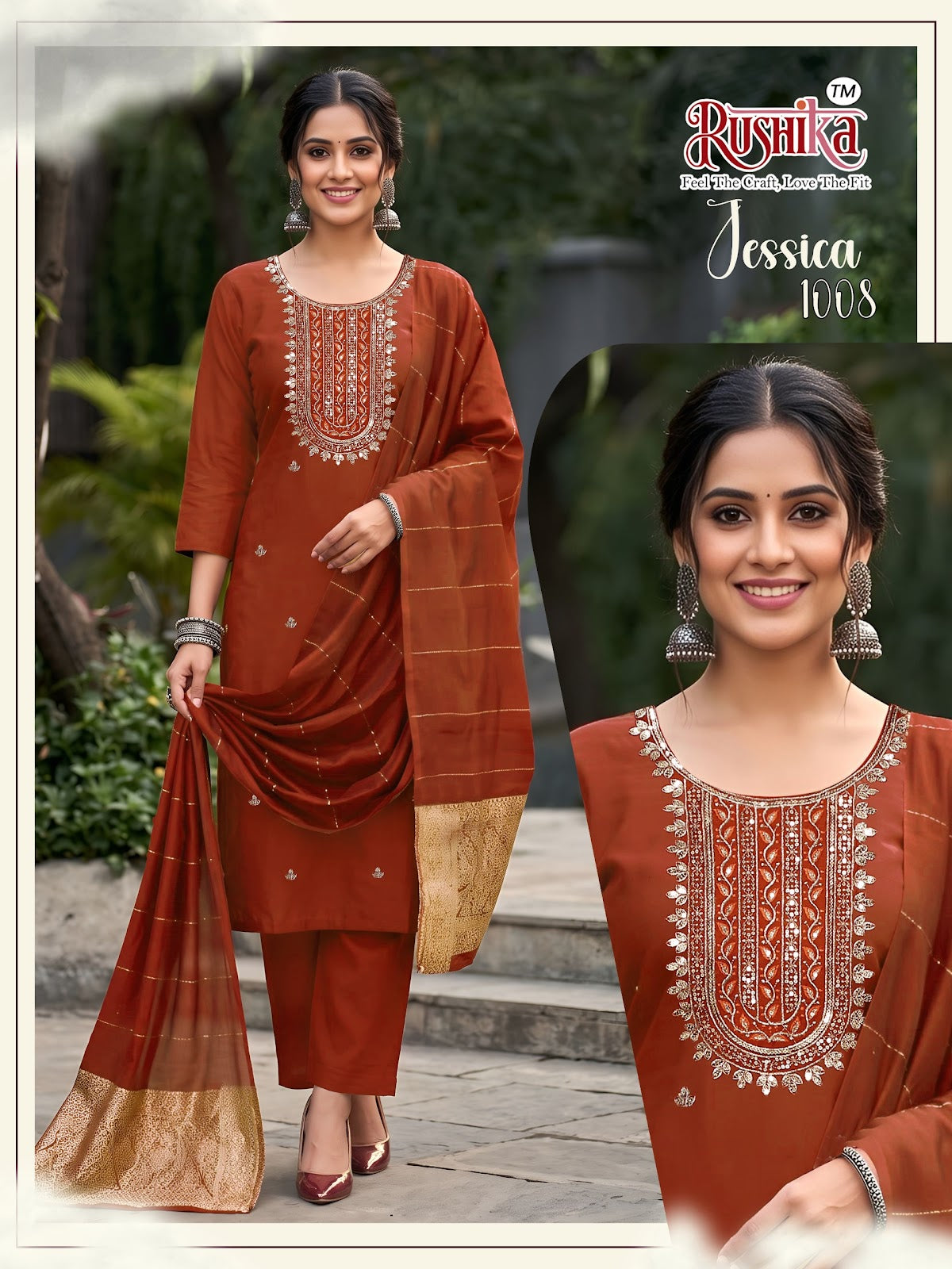 Jessica Rushika Vichitra Silk Readymade Pant Style Suits Supplier Ahmedabad