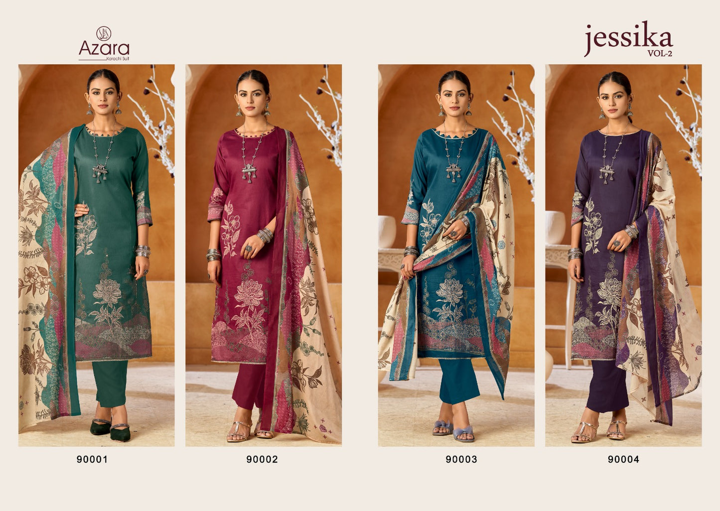 Jessika Vol 2 Radhika Fashion Azara Jam Cotton Pant Style Suits Manufacturer Ahmedabad