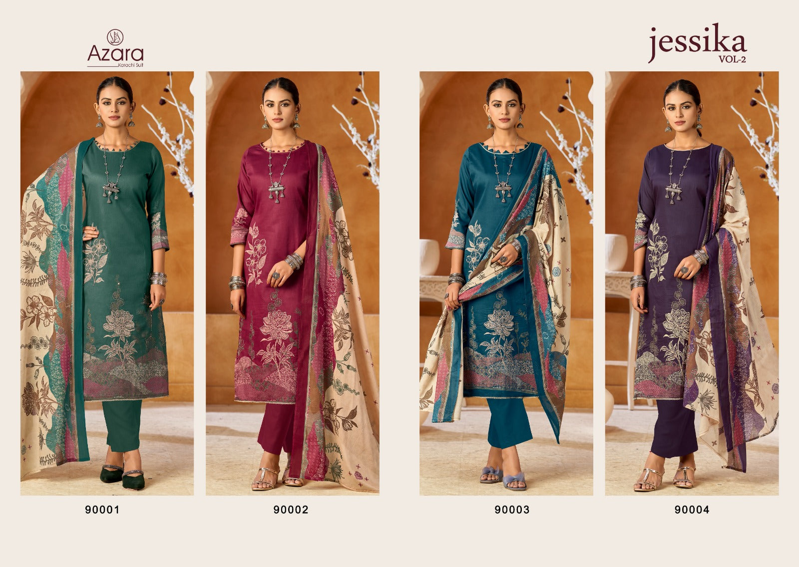 Jessika Vol 2 Radhika Fashion Azara Jam Cotton Pant Style Suits Manufacturer Ahmedabad