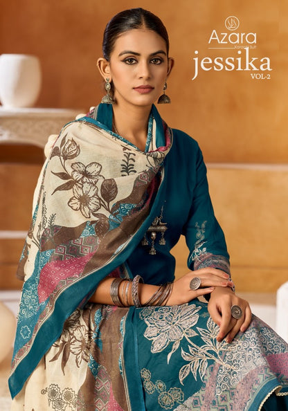 Jessika Vol 2 Radhika Fashion Azara Jam Cotton Pant Style Suits Manufacturer Ahmedabad