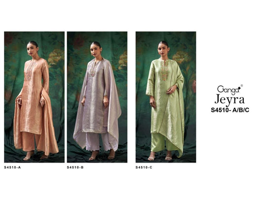 Jeyra S4510 Ganga Bemberg Silk Pant Style Suits Wholesale Price