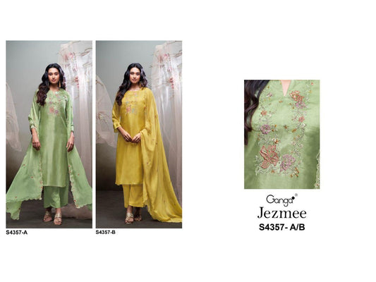 Jezmee 4357 Ganga Bemberg Pant Style Suits Wholesale