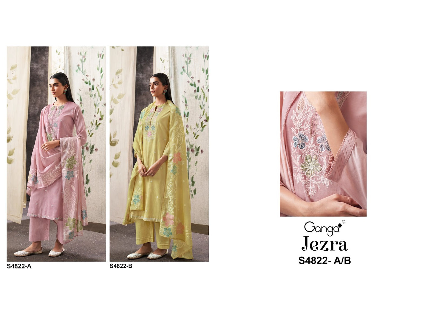 Jezra S4822 Ganga Bemberg Pant Style Suits Exporter