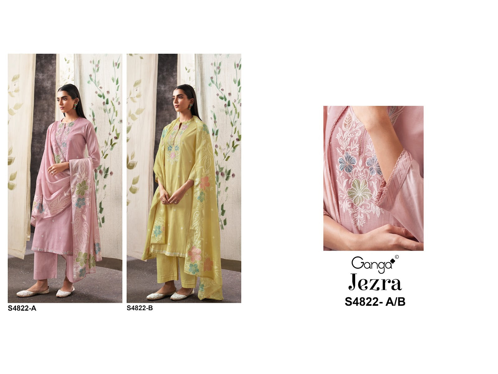 Jezra S4822 Ganga Bemberg Pant Style Suits Exporter