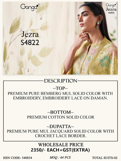 Jezra S4822 Ganga Bemberg Pant Style Suits Exporter