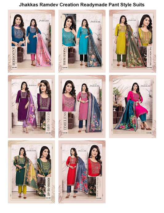 Jhakkas Ramdev Creation Silk Readymade Pant Style Suits Supplier