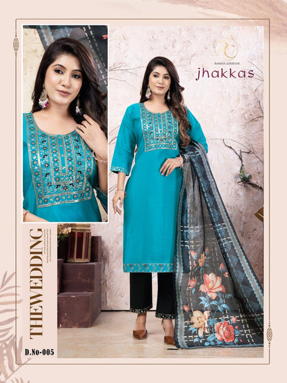 Jhakkas Ramdev Creation Silk Readymade Pant Style Suits Supplier