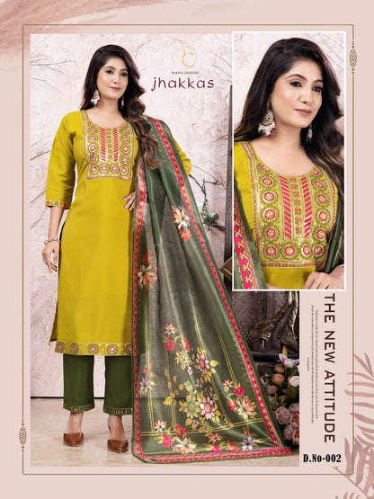 Jhakkas Ramdev Creation Silk Readymade Pant Style Suits Supplier
