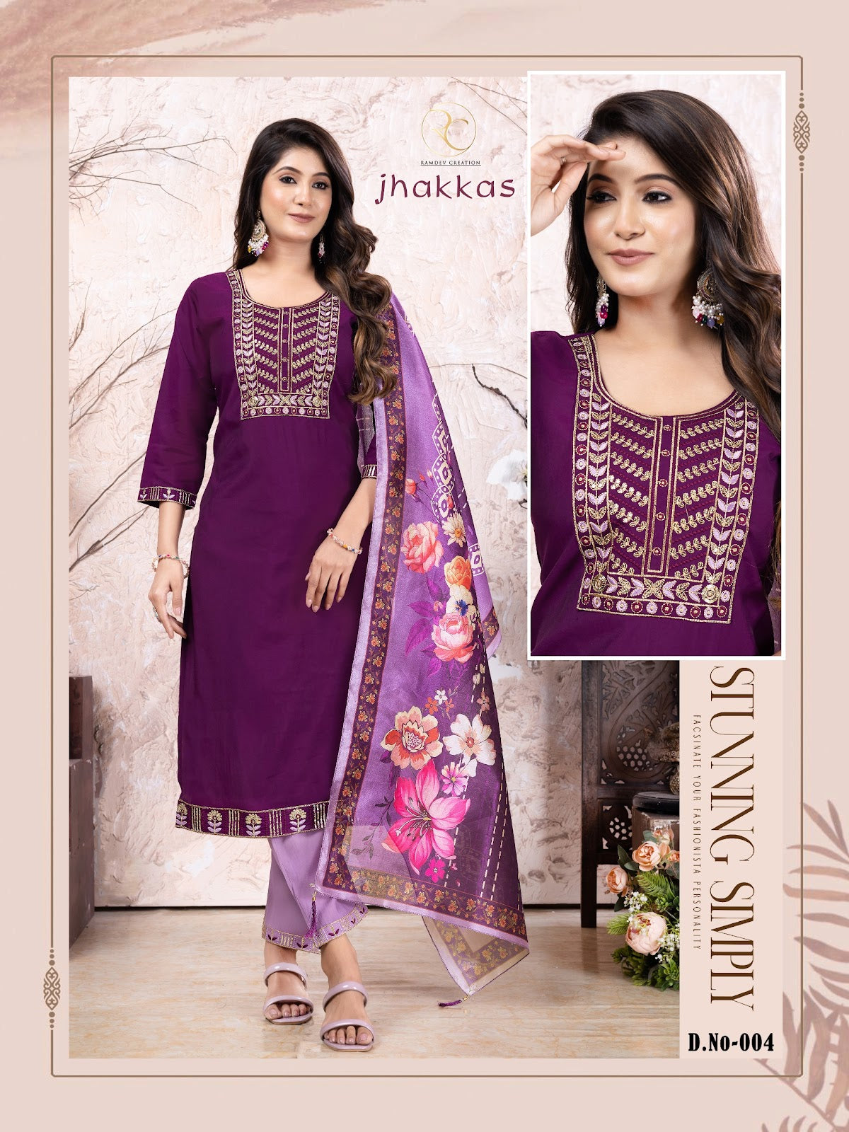 Jhakkas Ramdev Creation Silk Readymade Pant Style Suits Supplier