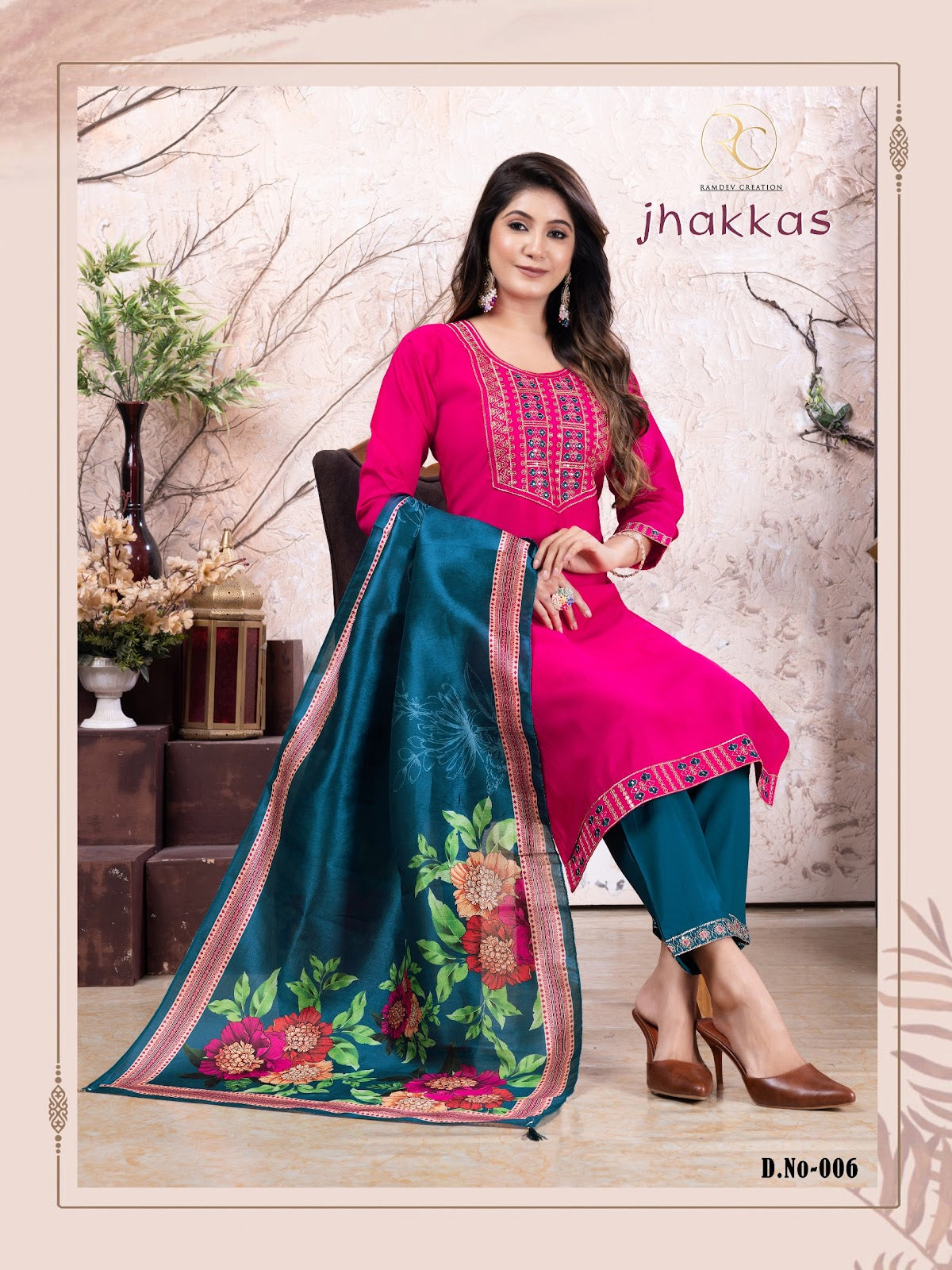 Jhakkas Ramdev Creation Silk Readymade Pant Style Suits Supplier