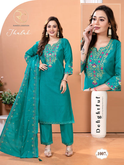 Jhalak Vol 1 Ramdev Creation Vertigan Readymade Pant Style Suits Exporter