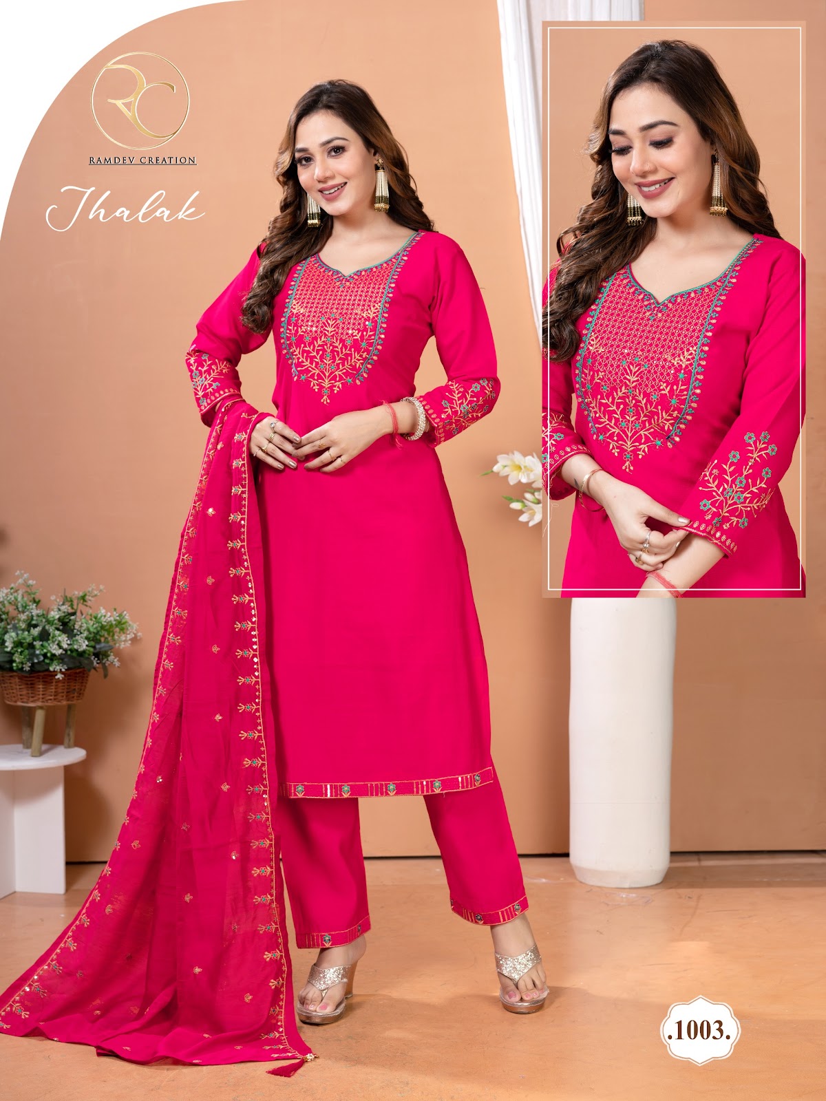 Jhalak Vol 1 Ramdev Creation Vertigan Readymade Pant Style Suits Exporter