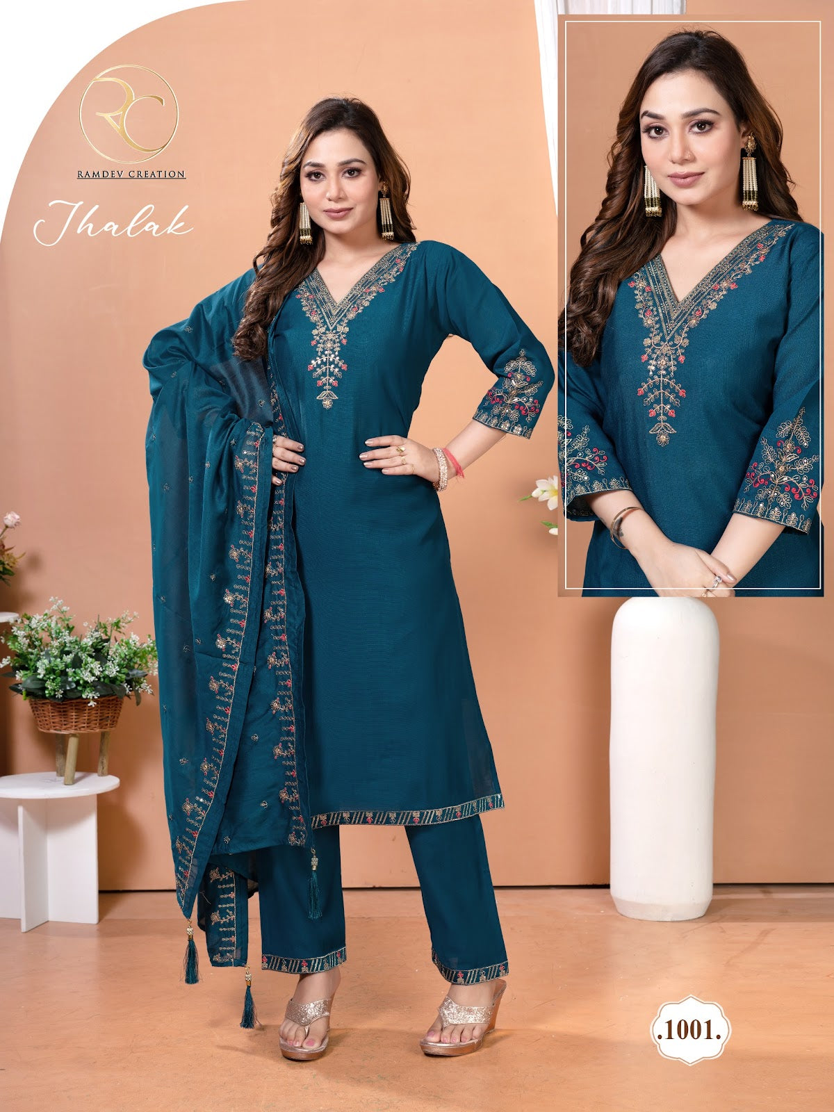 Jhalak Vol 1 Ramdev Creation Vertigan Readymade Pant Style Suits Exporter