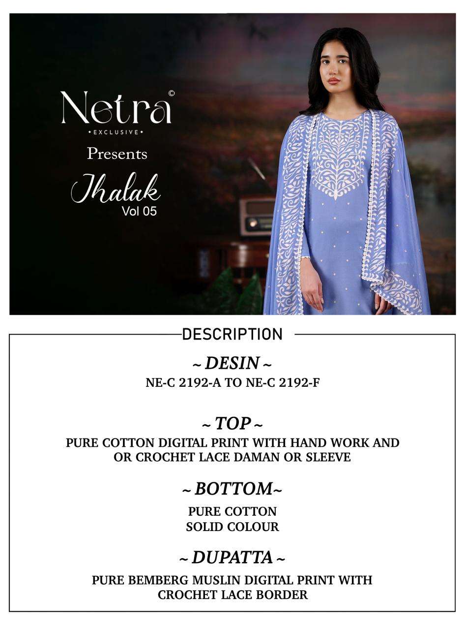 Jhalak Vol 5 Netra Cotton Pant Style Suits Supplier