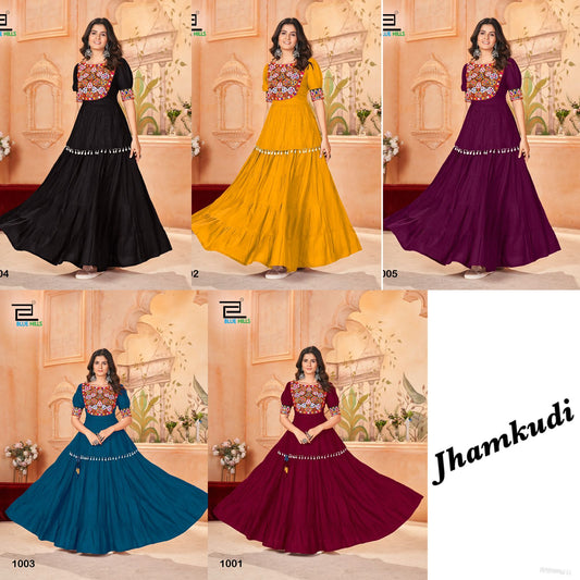 Jhamkudi Bluehills Heavy Rayon Kurti Skirt Set Exporter Gujarat