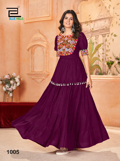 Jhamkudi Bluehills Heavy Rayon Kurti Skirt Set Exporter Gujarat