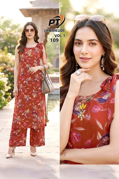 Jhamkudi Vol 1 Pt Vertican Kurti Plazzo Set Manufacturer Ahmedabad