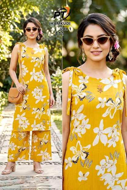 Jhamkudi Vol 1 Pt Vertican Kurti Plazzo Set Manufacturer Ahmedabad