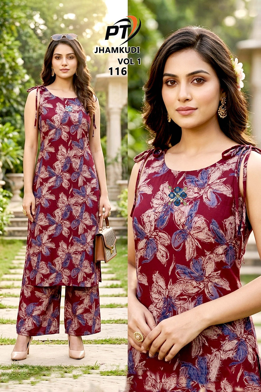 Jhamkudi Vol 1 Pt Vertican Kurti Plazzo Set Manufacturer Ahmedabad