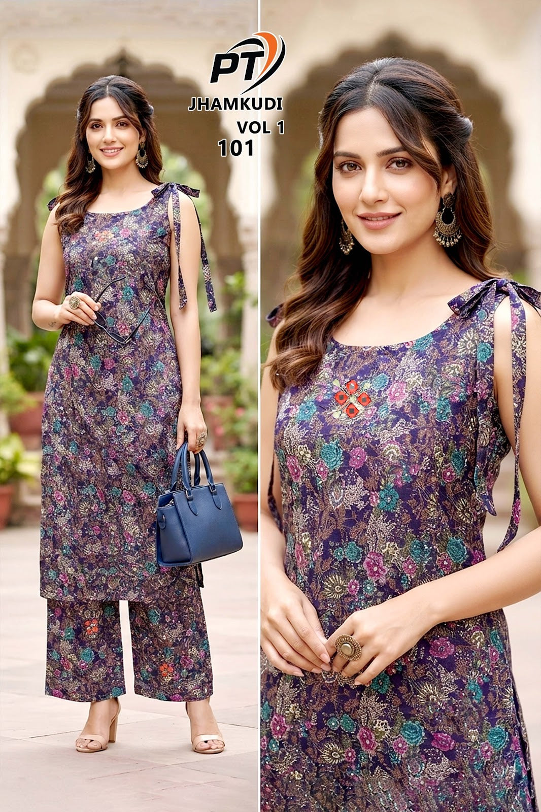 Jhamkudi Vol 1 Pt Vertican Kurti Plazzo Set Manufacturer Ahmedabad