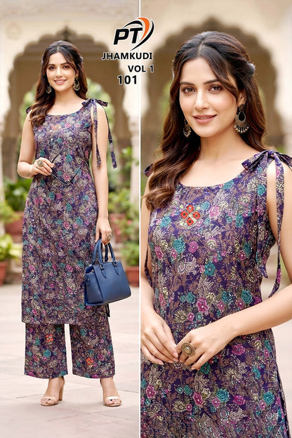 Jhamkudi Vol 1 Pt Vertican Kurti Plazzo Set Manufacturer Ahmedabad