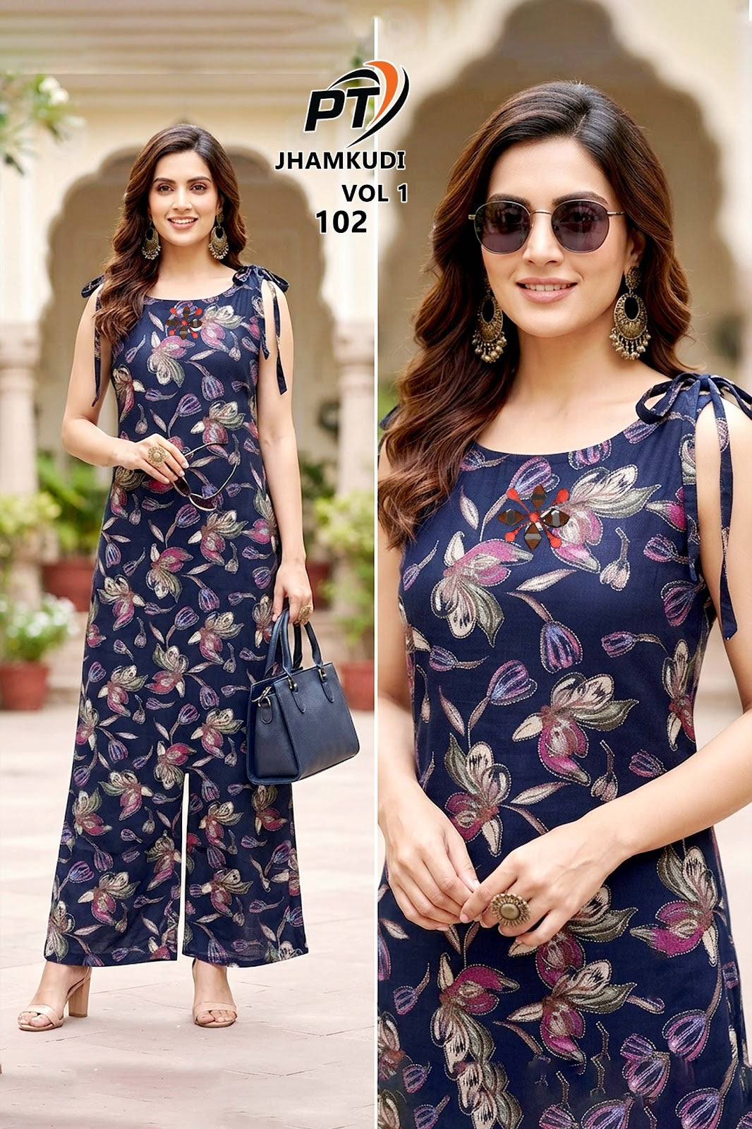 Jhamkudi Vol 1 Pt Vertican Kurti Plazzo Set Manufacturer Ahmedabad