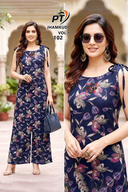 Jhamkudi Vol 1 Pt Vertican Kurti Plazzo Set Manufacturer Ahmedabad