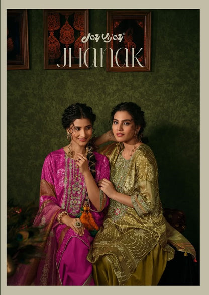 Jhanak Jay Vijay Bemberg Muslin Plazzo Style Suits Exporter Gujarat