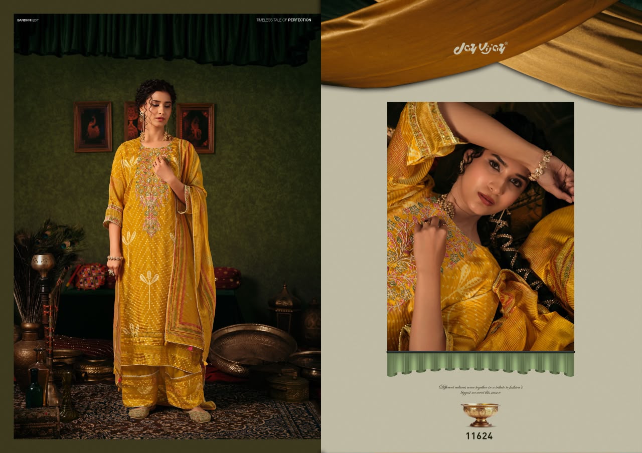 Jhanak Jay Vijay Bemberg Muslin Plazzo Style Suits Exporter Gujarat