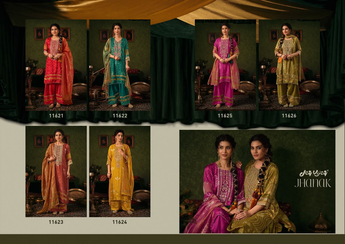 Jhanak Jay Vijay Bemberg Muslin Plazzo Style Suits Exporter Gujarat